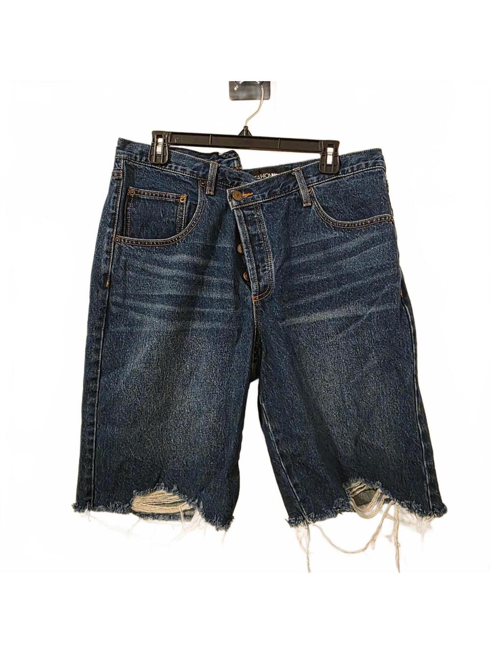 Fashion Nova Women’s Blue 13 Crossover Baggy Demin Jorts